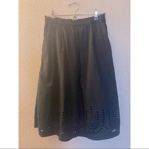 Black Midi Skirt with Cutout Detailing